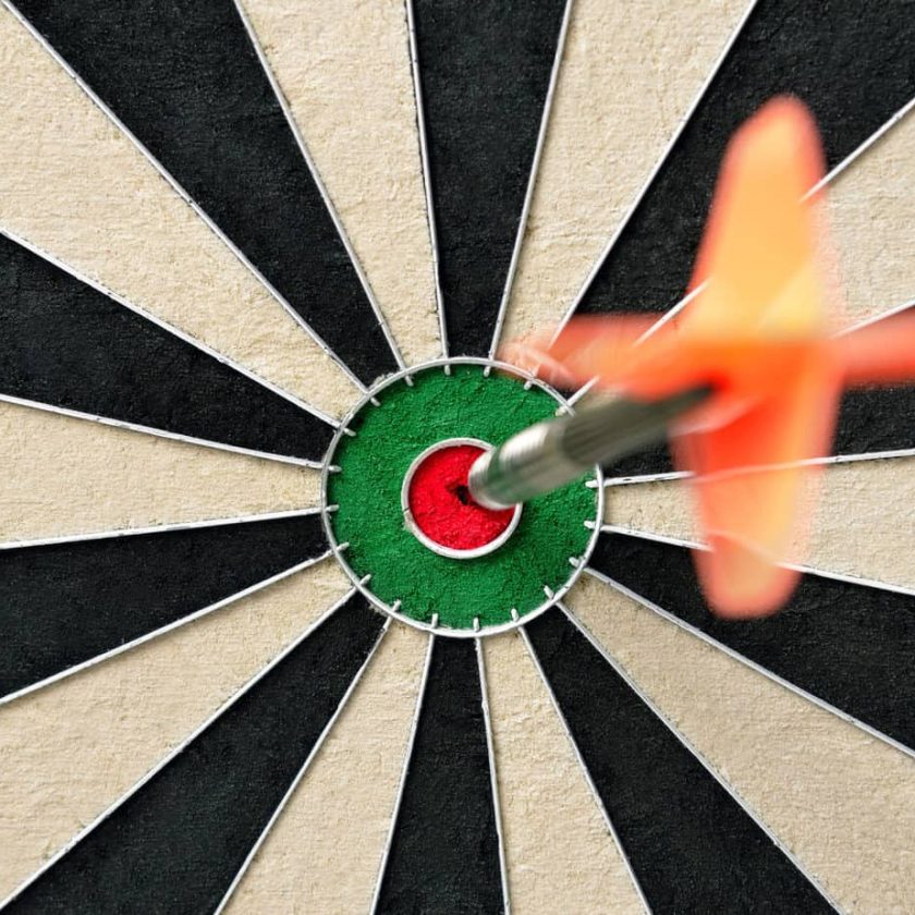 Dart in bullseye on the target